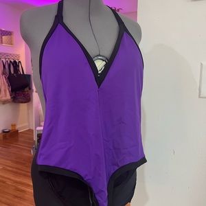 Sole East Purple Capri One Piece Bathing Suit, NWT, Size Large